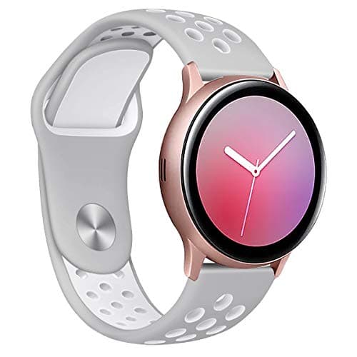 Silicone replacement sport strap for samsung galaxy watch/gear s2 classic (42mm, grey/white)