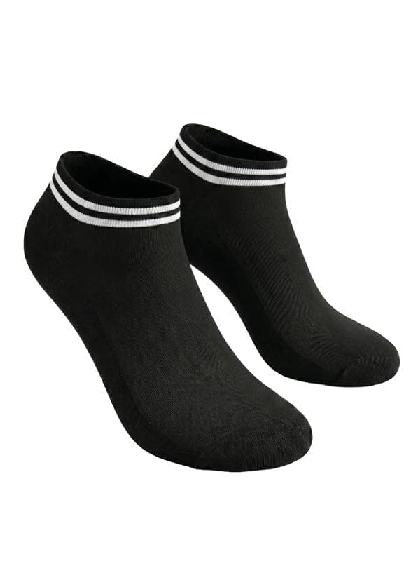 Soul of Socks Striped Ankle Socks - Black & White