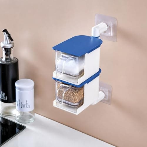 Rotating 2-Tier Hanging Spice Rack with Clear Drawers for Kitchen Storage