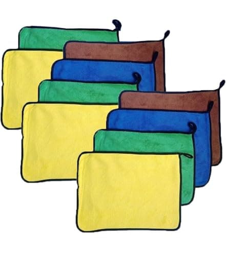 KaberTrade Super Soft Quick Dry Microfiber Car Cleaning Towel for Car Detailing and Polishing (26x36cm - Multicolor - 10 Pieces) - KaberTrade