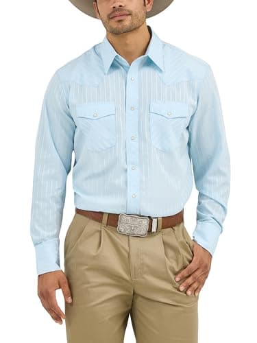 Wrangler Men's Button-Down Shirt, Light Blue, XL