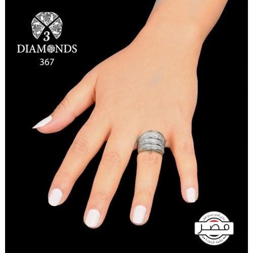 3 Diamonds 292474661779188 Platinum Plated Ring for Women with Zircon Stone - Silver