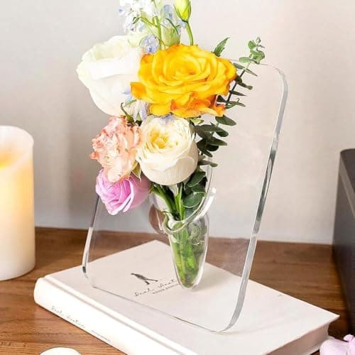 Clear Acrylic Flower Vase with Stand Modern Minimalist Home Office Decor