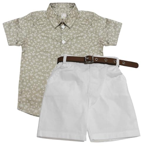 Baby Shoora Boys Half Sleeves Shirt,Short&Belt Half Sleeves Shirt,Short&Belt (pack of 1) Outerwear