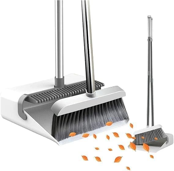 3-in-1 Cleaning Set Long Handle Broom Dustpan and Hand Brush Combo