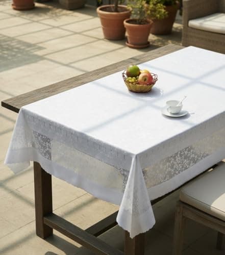 Elegant Transparent Embossed Lace Tablecloth Waterproof Oilcloth Protective Cover for Large Dining Tables Easy Clean Vinyl Material Size 152x228 cm