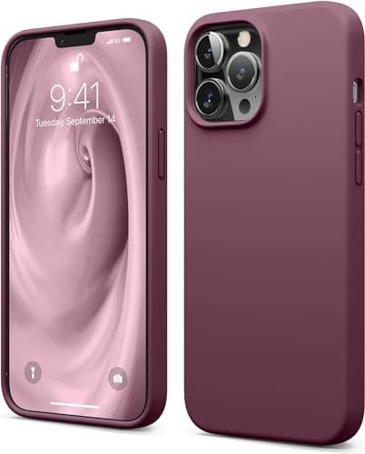 Compatible with iPhone 13 Pro Max Case, Liquid Silicone Case, Full Body Screen Camera Protective Cover, Shockproof, Slim Phone Case, Anti-Scratch Soft Microfiber Lining, 6.7 inch (Burgundy) Cellular phone case