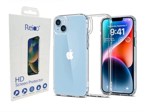Compatible with iphone 14 plus Case Clear Anti-Scratch Dustproof Shock Absorption Tempered Glass Screen Protector Cellular phone case
