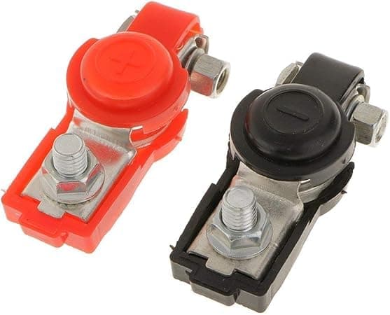 1 Pair Negative and Positive Car Battery Terminal Battery Terminal Connector Clip Top Battery Adapter with Red and Black Plastic Cover - sa car Electronic switch