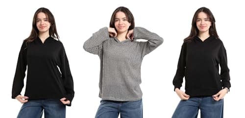 Red Circle Womens Bundle of 3 Comfortable Casual Long Sleeve Sweatshirt Bundle of 3 Comfortable Casual Long Sleeve Sweatshirt