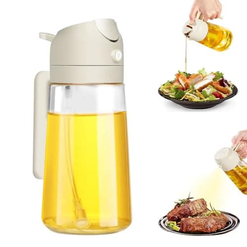 Yozexin Olive Oil Dispenser, Oil Spray Bottle, 2 in 1 Oil Sprayer for Cooking,15.8oz/470ml Premium Glass Oil Bottle, for Kitchen Cooking Air Fryer Roasting Salad Baking Grilling (White)
