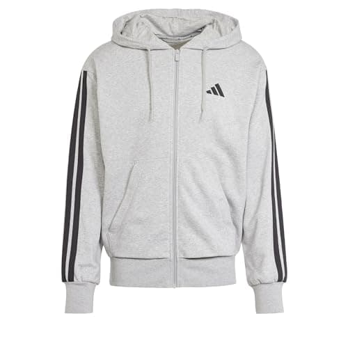 adidas Men's Essential Three Stripes French Terry Fullzip Hoodie Hooded Sweatshirt (pack of 1)