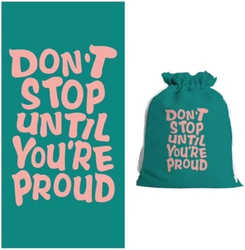 Microfibre "Don't Stop Until You're Proud" Quick Dry Beach Towel | Bath Towel | Travel Towel – Lightweight & Compact – Summer Must-Have for Beach and Pool (Vegetable)