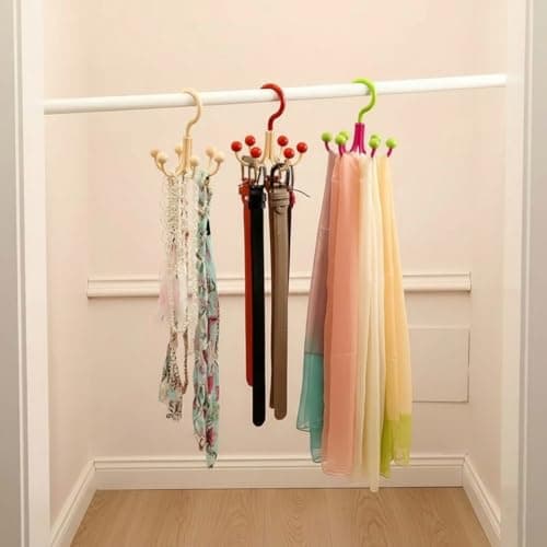Heavy Plastic 6-Hook Rotating Hanger for Scarves Underwear and Accessories 360 Degree Swivel Organizer for Closet and Wardrobe