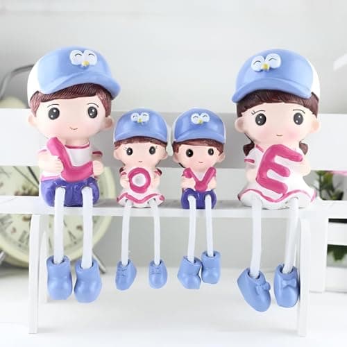 Art Family Figurines with Long String Legs- Durable "I Love You" Interior Decoration Kit for Shelves and Cabinets A cheerful presence in homes, a romantic decoration suitable for wedding milestone cel