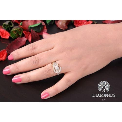 3 Diamonds 292474661779150 Belt Women's Ring, Gold Plated, High Quality With Sparkling Zircon