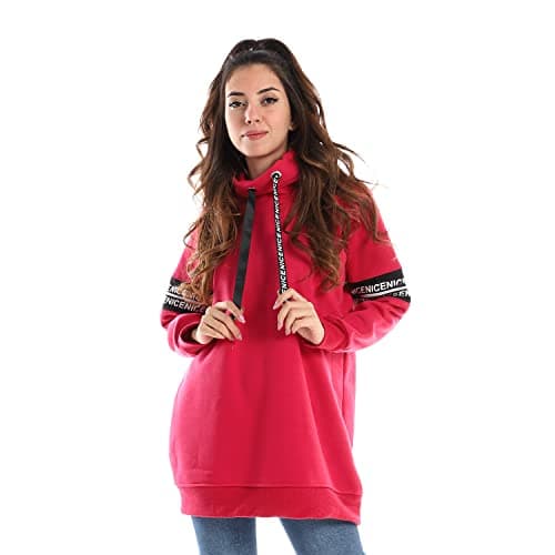CAESAR Womens Woman Hoodie With Printed Tape And Zipperon Two Arms Hoodie