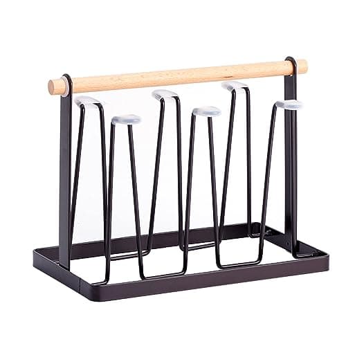 Metal and Wood Cup Stand Holder for Kitchen and Dining Room Multi-Use Mug Organizer Rack Practical Minimalist Design for Space Saving Coffee Station Storage hook