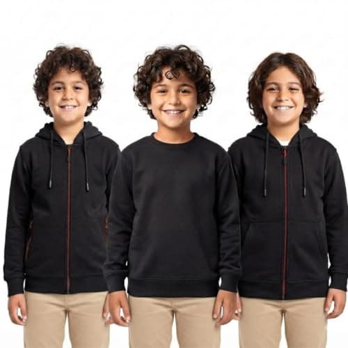 Red Circle Bundle of 3 Zipper sweatshirt with zipper pocket with hood Kids black 8 Outerwear