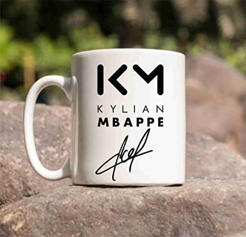 Kylian Mbappé Autograph Printed Mug White Tea Milk and Coffee Cup and Mug Made of Ceramic-11 oz (350ml) Ideal and Sweet Gift and Return Gift Choice for Kids Friends Brother Sister Son Daughter Home