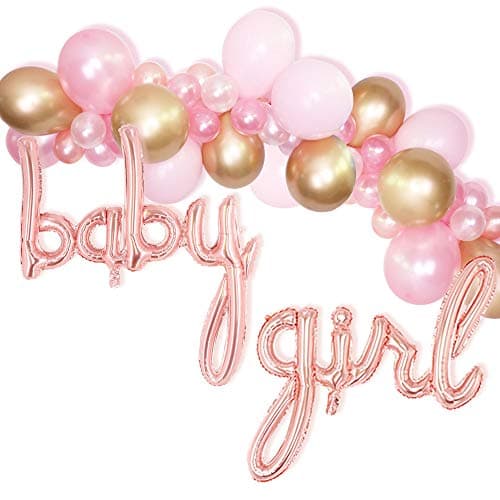 TTCOROCK Baby Shower Balloon Garland Kit - Baby Pink Balloon Arch Kit Baby Girl Foil Balloons Girl Baby Shower Decor (Pink)