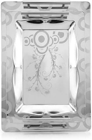 Stainless Steel Serving Trays Modern Design Serving Tray for Kitchen Table Decoration 2 Pieces