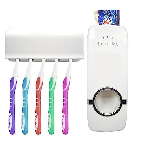 Automatic Toothpaste Dispenser, Press to subtract Toothpaste and Toothpaste Juicer with 5 Organizer Toothbrush Holders for Bathroom - PrimeShop