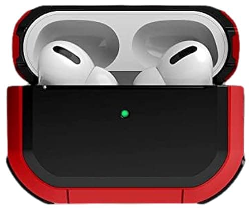 Anti-Shock Protective Silicone Case for AirPods Pro | Soft-Touch Shockproof Cover with Dust-Proof Cap | Wireless Charging Compatible – Black & Red