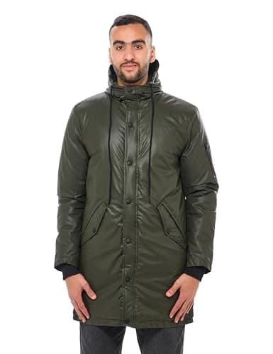 Ravin Mens Windbreaker Long Jacket With Front Pockets - Dark Olive Men Jacket Coat