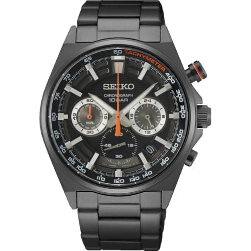 Seiko Watch for Men, Quartz Movement, Analog Display, Black Stainless Steel Strap-SSB399P1