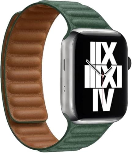 Strap Leather (Compatible with 49mm/ 46/45/44/42) Magnetic Leather Loop Apple Watch Band Genuine Leather Watch Strap Replacement for Apple Watch Ultra Series 11/10/9/8/7/6/5/4/SE/3/2/1