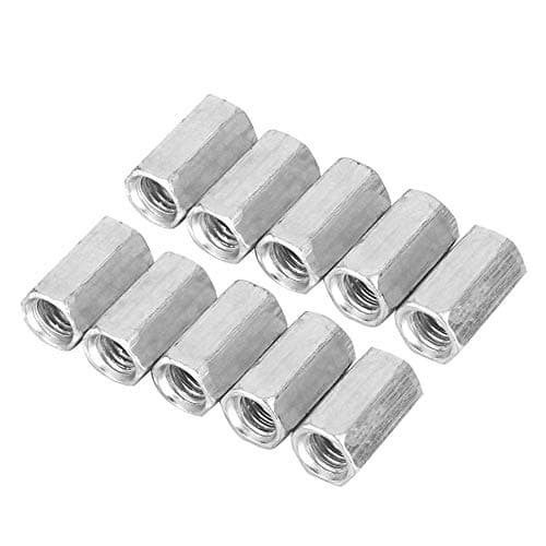 Hilitand 10pcs Long Rod Nut Hex Coupling Nuts Hex Sleeve Nut Spacer M8 Threaded Fasteners(M8*20)