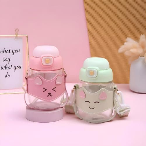 Kids Water Bottle 500ml - Healthy and Safe Acrylic Pure Water Bottle with | Leakproof sealing design, with decorative sticker, 4 colors available, lightweight, for school and trips Baby bottle