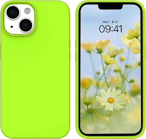 Case Cover (Compatible with iPhone 15 Plus) Case Liquid Silicone Case Full Body Protective Cover Shockproof Slim Phone Case Anti-Scratch Soft Microfiber Lining (Lime Green) Cellular phone case