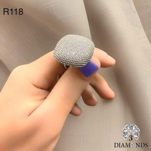 3 Diamonds 292474661779327 Platinum Plated Ring for Women with Zircon Stone - Silver