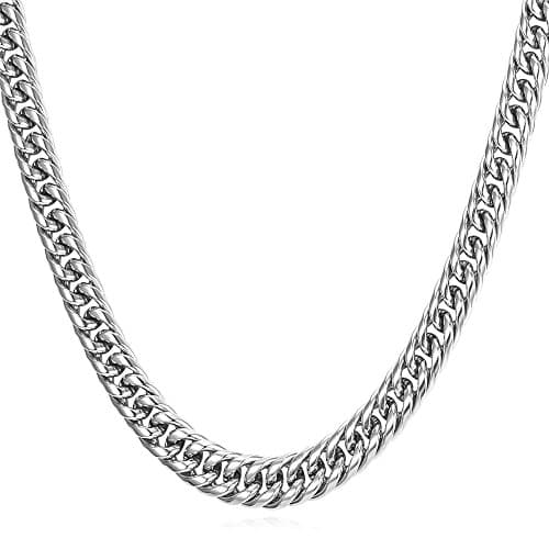 U7 Stainless Steel/Black Metal/ 18K Gold Plated Chain 3.5mm 6mm or 9mm Franco Curb Chain Necklace, Length 22" 26" 28" 30", Metal