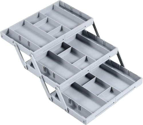 2-Level Foldable Drawer Organizer with Adjustable Dividers for Cosmetics, Jewelry, Office Items, and Kitchen Tools to Maximize Storage Space Caddy