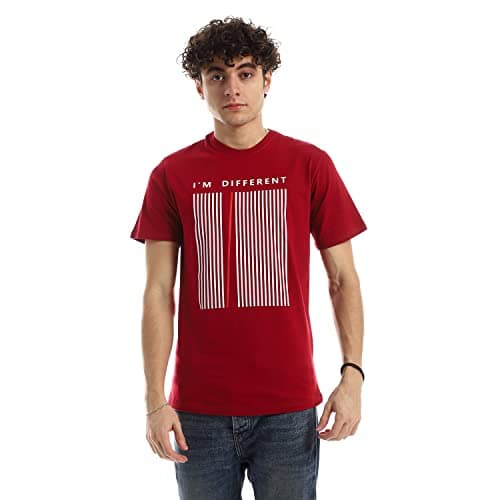Printed T-Shirt Cotton For Men - Maroon