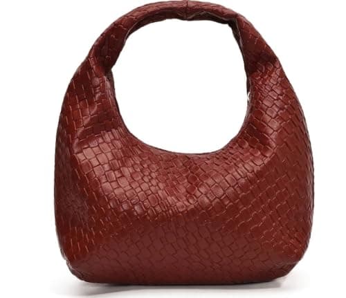 Fashionable Crocheted Crescentic Handbag With Textured Pattern, Solid Color Casual Tote Bag, Shirt