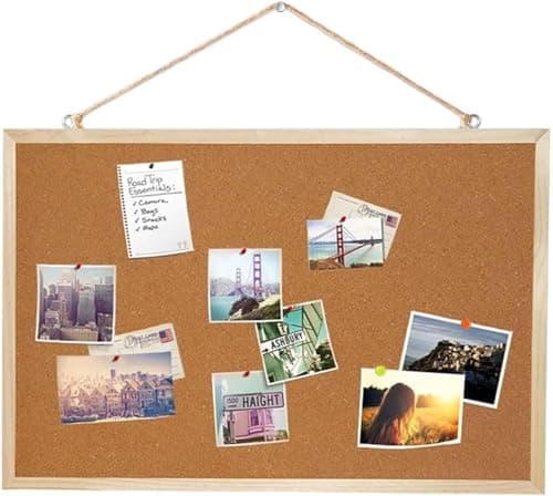 Defsedar Board Bulletin Board, 40 * 60cm Cork Board for Office with Pin Oak Wood, Hanging Corkboards for Office School Message Board Decoration Pinboard