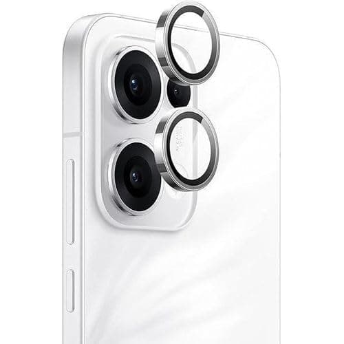 Camera Lens Protector for Oppo Reno 14 F, 9H Tempered Glass Metal Ring Camera Cover Screen Protector, Case Friendly, Anti Scratch, Silver