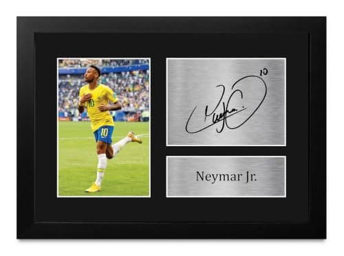 HWC Trading A4 FR Neymar Jr Brazil Gifts Printed Signed Autograph Picture for Fans and Supporters - A4 Framed