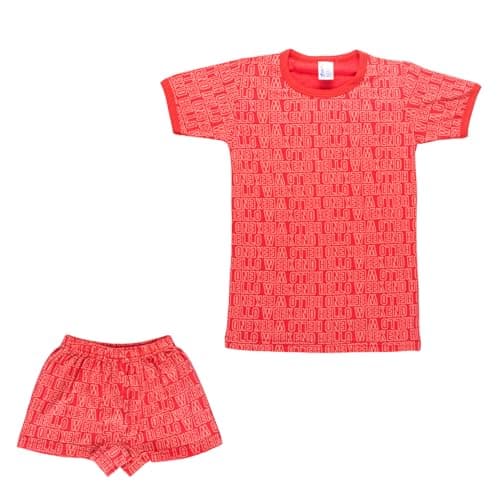 Papillon Boys Cotton Set of 2 Pieces Half Sleeves Undershirt&Boxer Short Printed Shapes Base Layer Set (pack of 1) Apparel