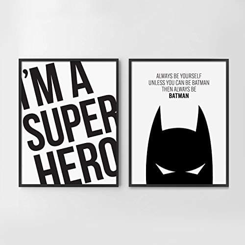 2 Pair batman and super hero Frame Wall Art