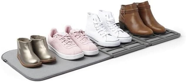 Shoe Mat for Entryway, Washable Boot Tray Organizer Holds up to 4 Pairs, Portable Dirt and Water Catcher for Home, Hallway, Mudroom and Travel, Grey
