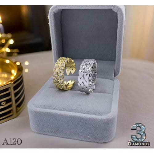 3 Diamonds 292474661779629 Platinum Rhodium-Plated Debla – Interlocking Heart Design With Zircon Shines-1 Ring