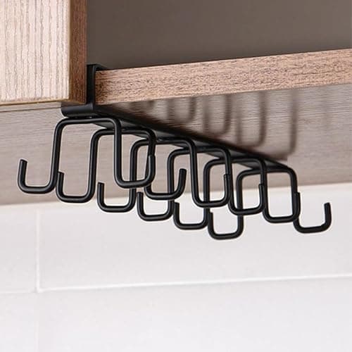 Double Cup Holder - Multifunctional Kitchen and Cabinet Organizer - Comes with 12 Stainless Steel Hooks, Heavy Duty and Durable, Easy to Install - By Pegwi Bell Storage hook