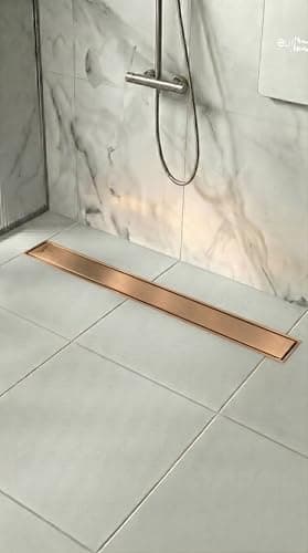 C K S PURA Stainless Steel 304 Linear Shower Drain Tile Insert Floor Drain DN50 Horizontal Vertical Outlet Anti Clog Hair Filter Fast Flow Bathroom Channel Drain Removable Trap (45cm., Horizontal) Drain strainer