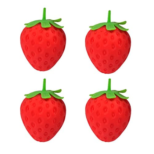 4 Pack Strawberry Stress Relief Ball Cute Fruit Squishy Balls Stretchy Stress Relief Balls for Party Squeeze toy