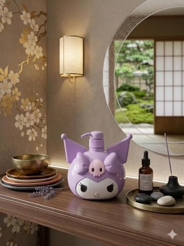Bathroom Soap Bottle - Purple Cartoon Design Pump Dispenser for Liquid Soap Shampoo Reusable Container Great for Children Girls Room Decoration